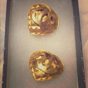Chanel Heart Clip/on Earrings